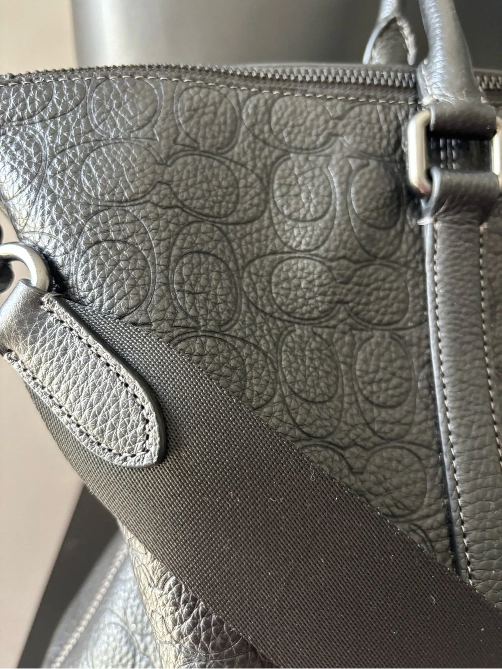 COACH Caleb Signature Leather Work Bag - Black